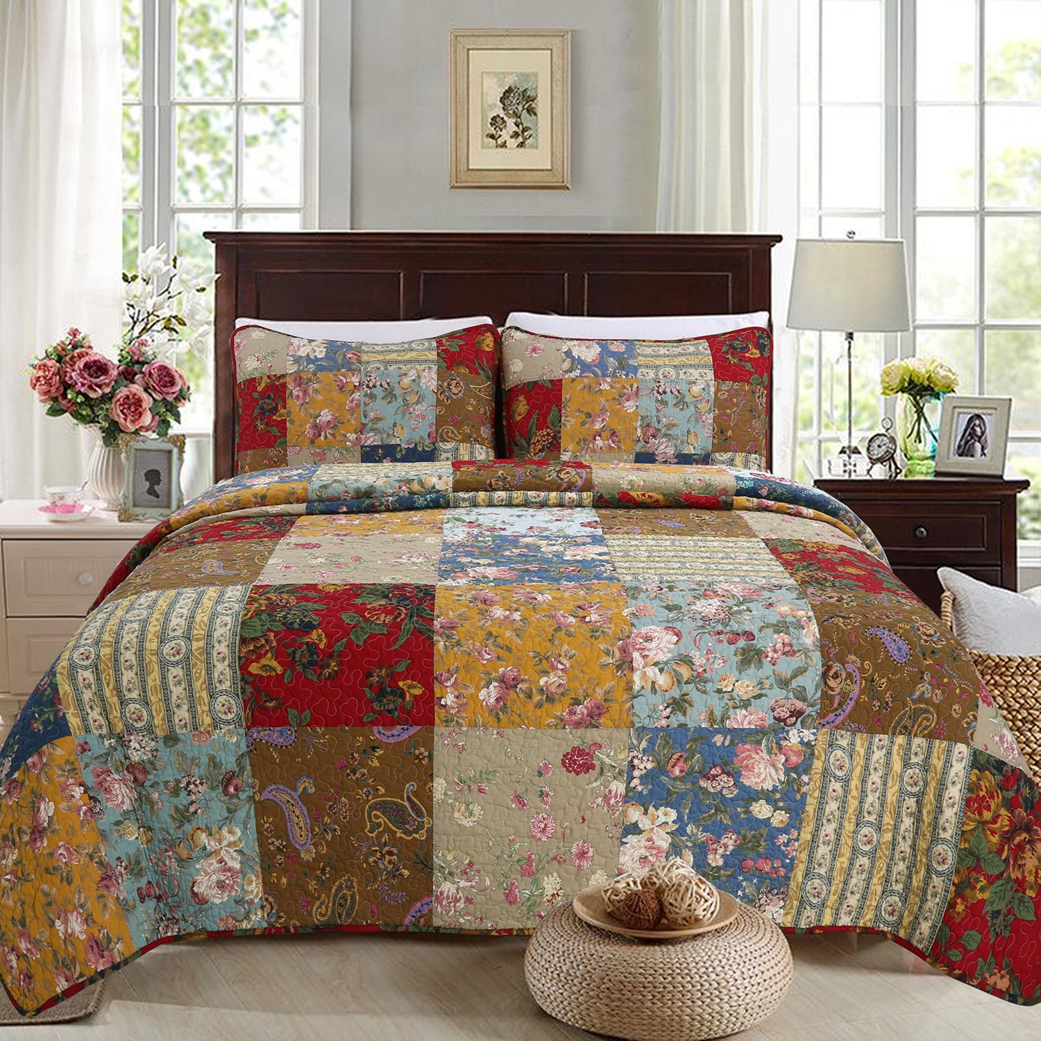 Ryleigh Floral Real Patchwork Country Garden Fall Flowers Paisley