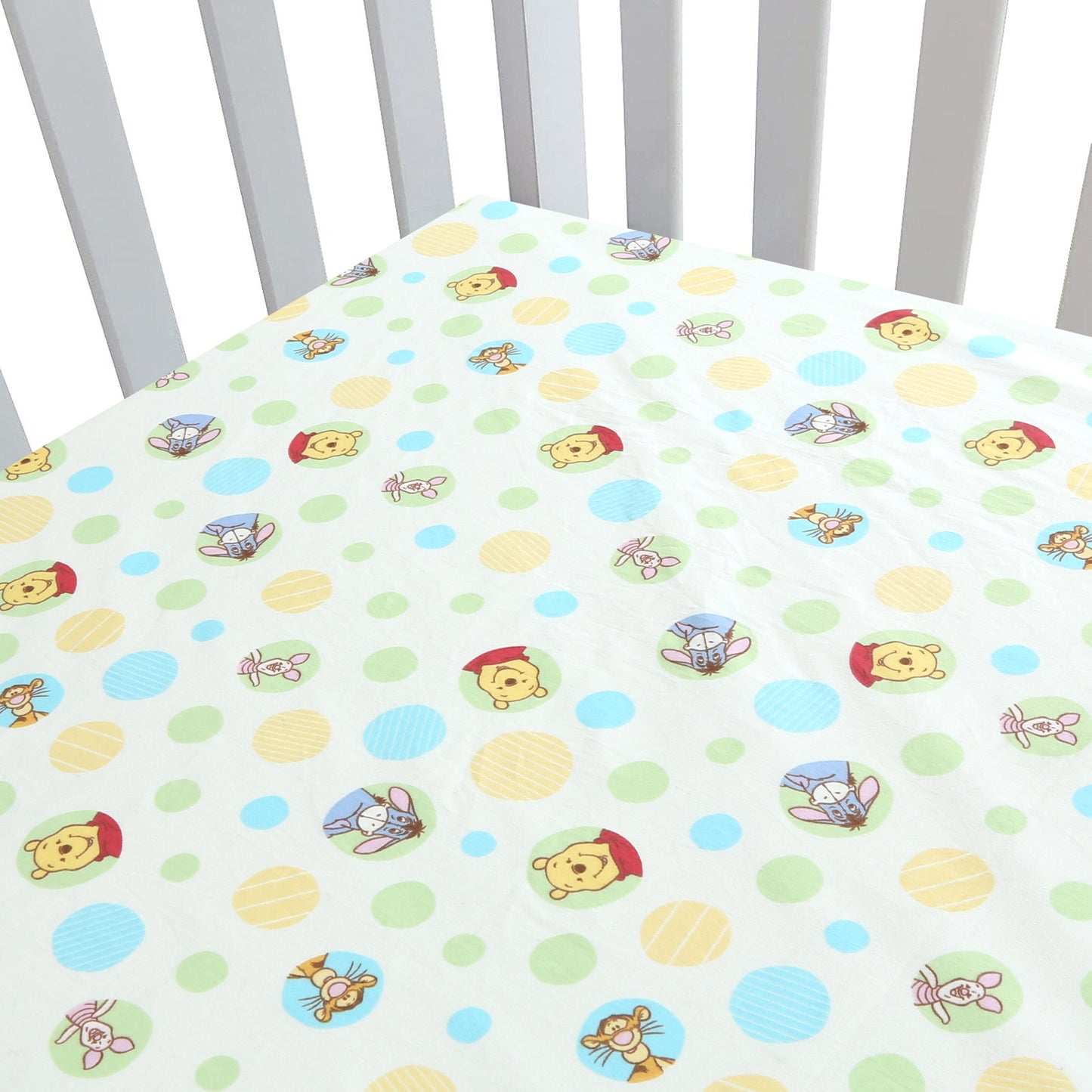 3 Piece Crib/Toddler Cotton Fitted Sheets Green Yellow Animals & Transportation