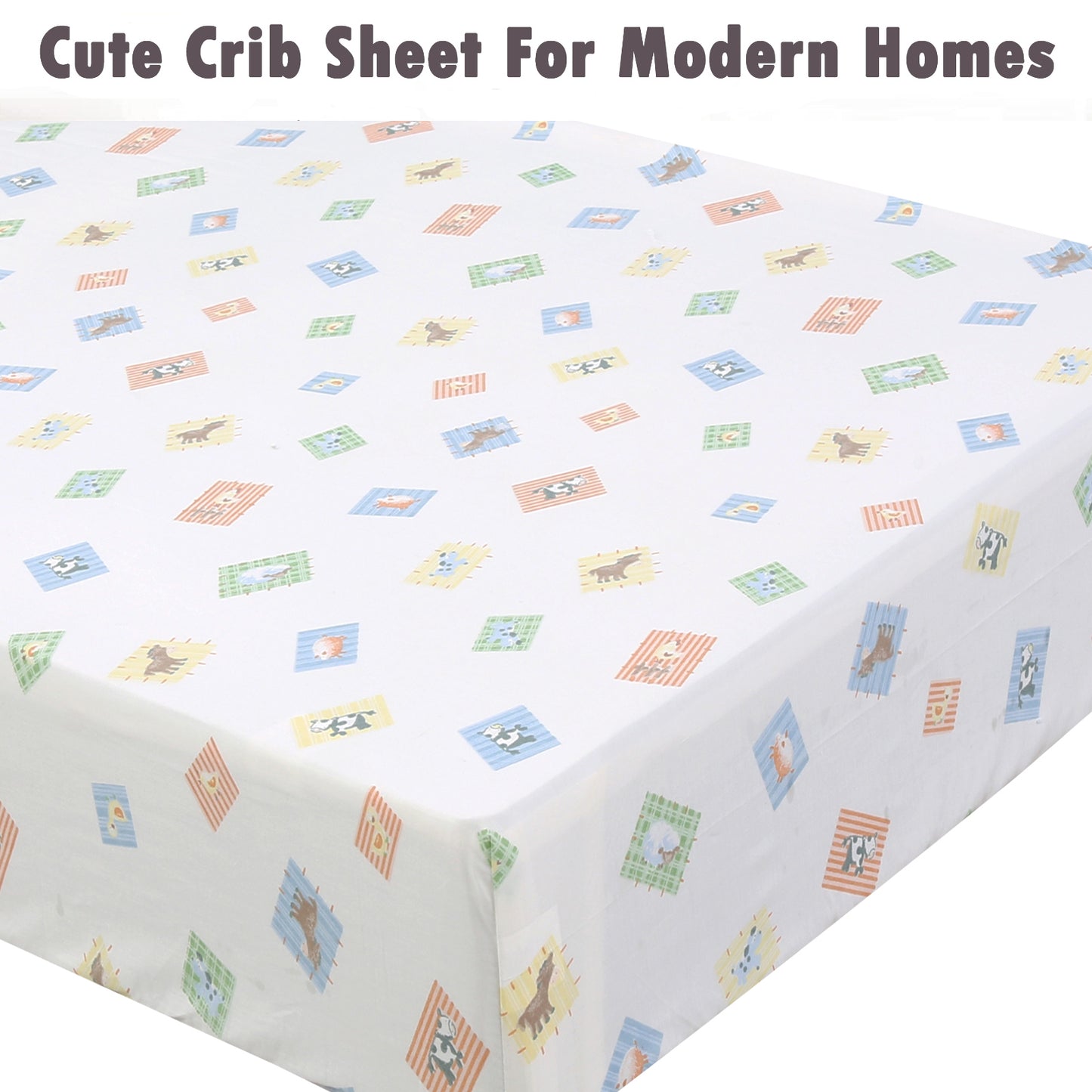 3 Piece Crib/Toddler Cotton Fitted Sheets Green Yellow Animals & Transportation