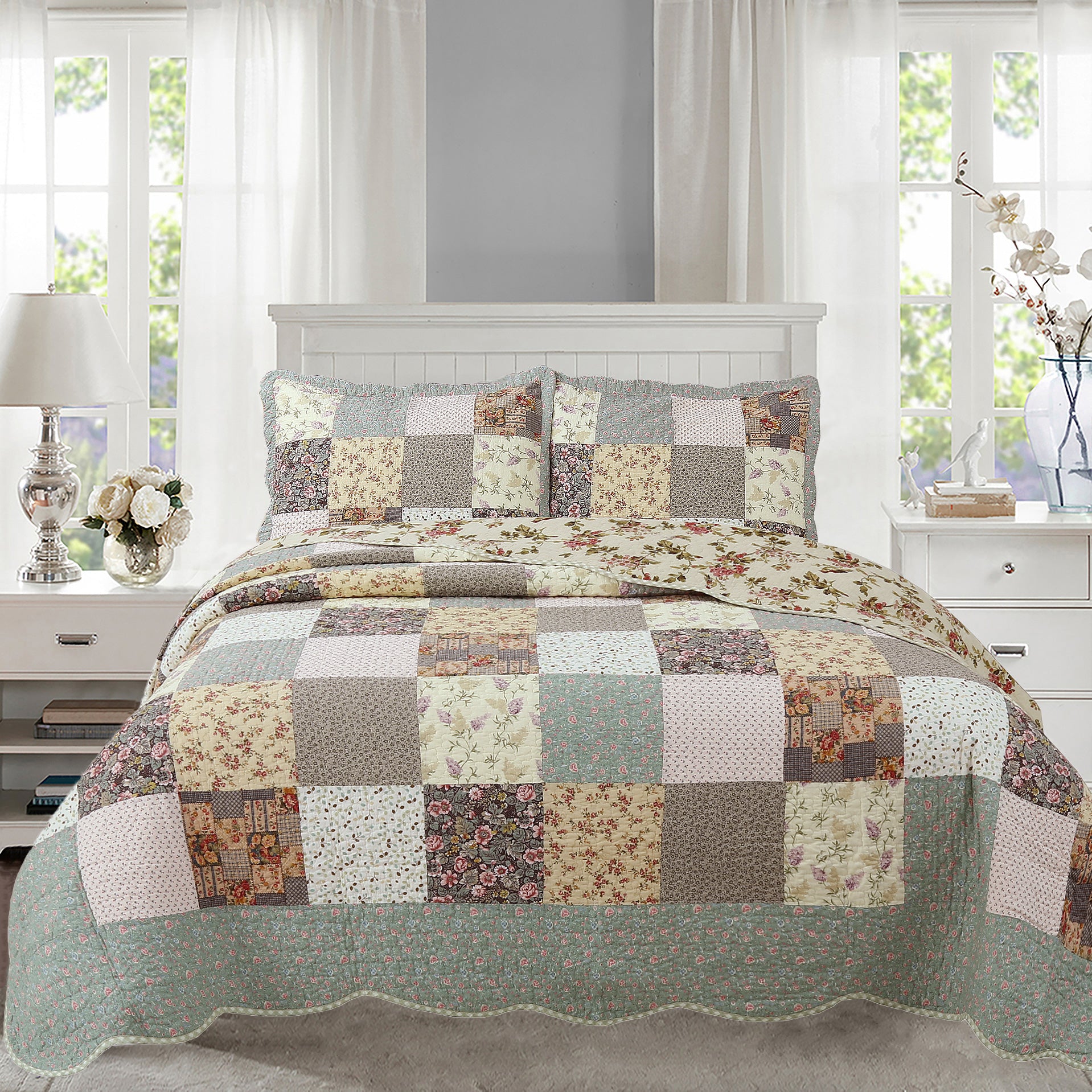 180/180 Cm Quilt, Traditional Quilt, Old-fashioned Quilt in Linen