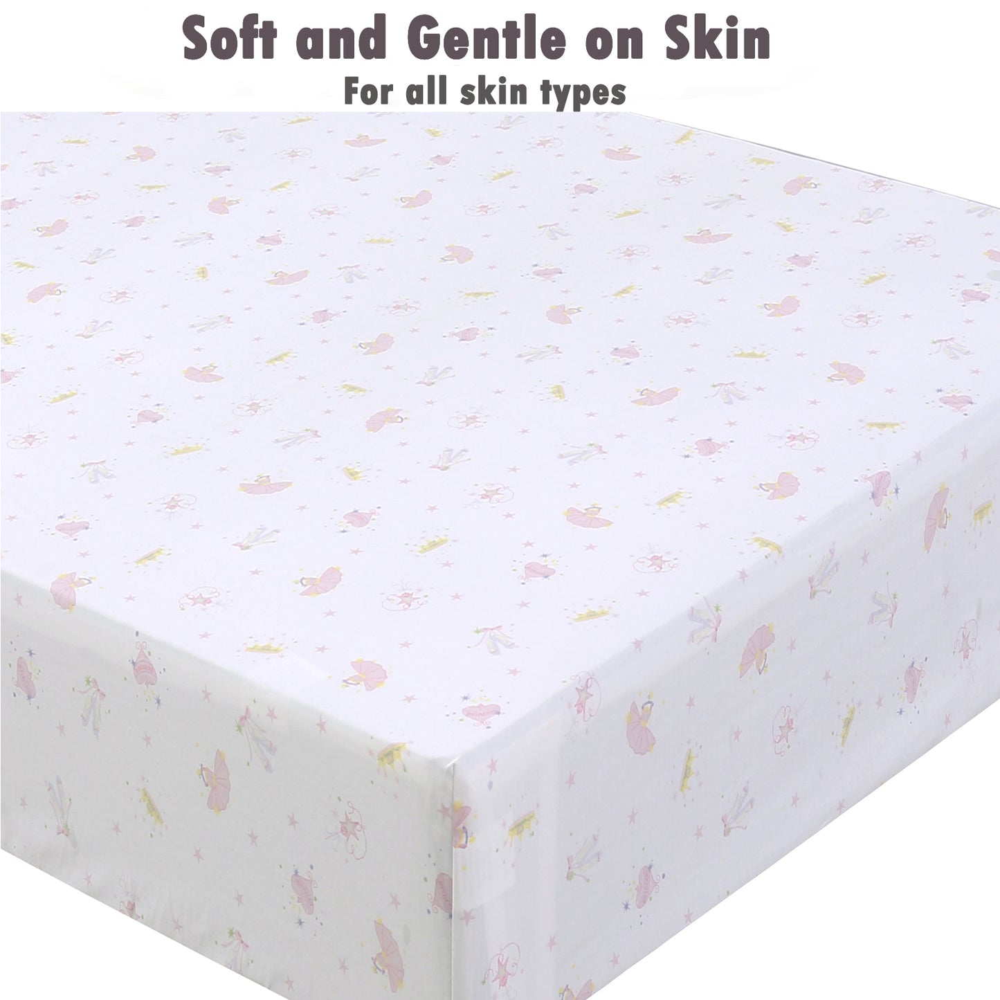 3 Piece Crib/Toddler Cotton Fitted Sheets Pink Purple Polka Dot Butterfly Floral Princess