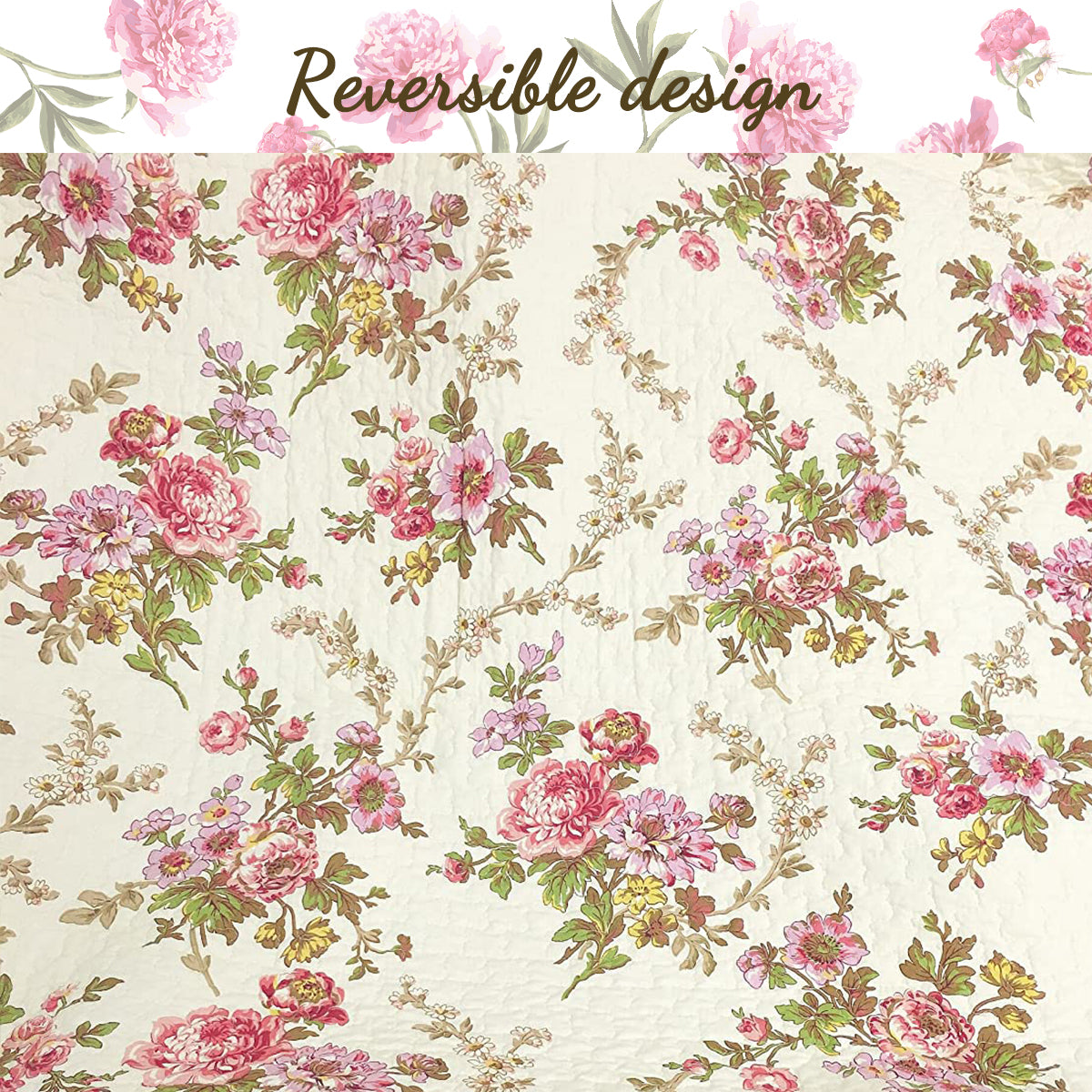 Pinegar Floral Scalloped Cotton 3-Piece Reversible Quilt Bedding Set ...