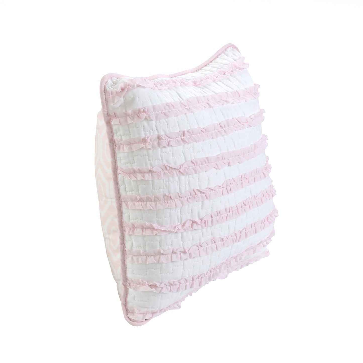 Pretty in Pink Girly Ruffle Star Stripped Square Décor Throw Pillow