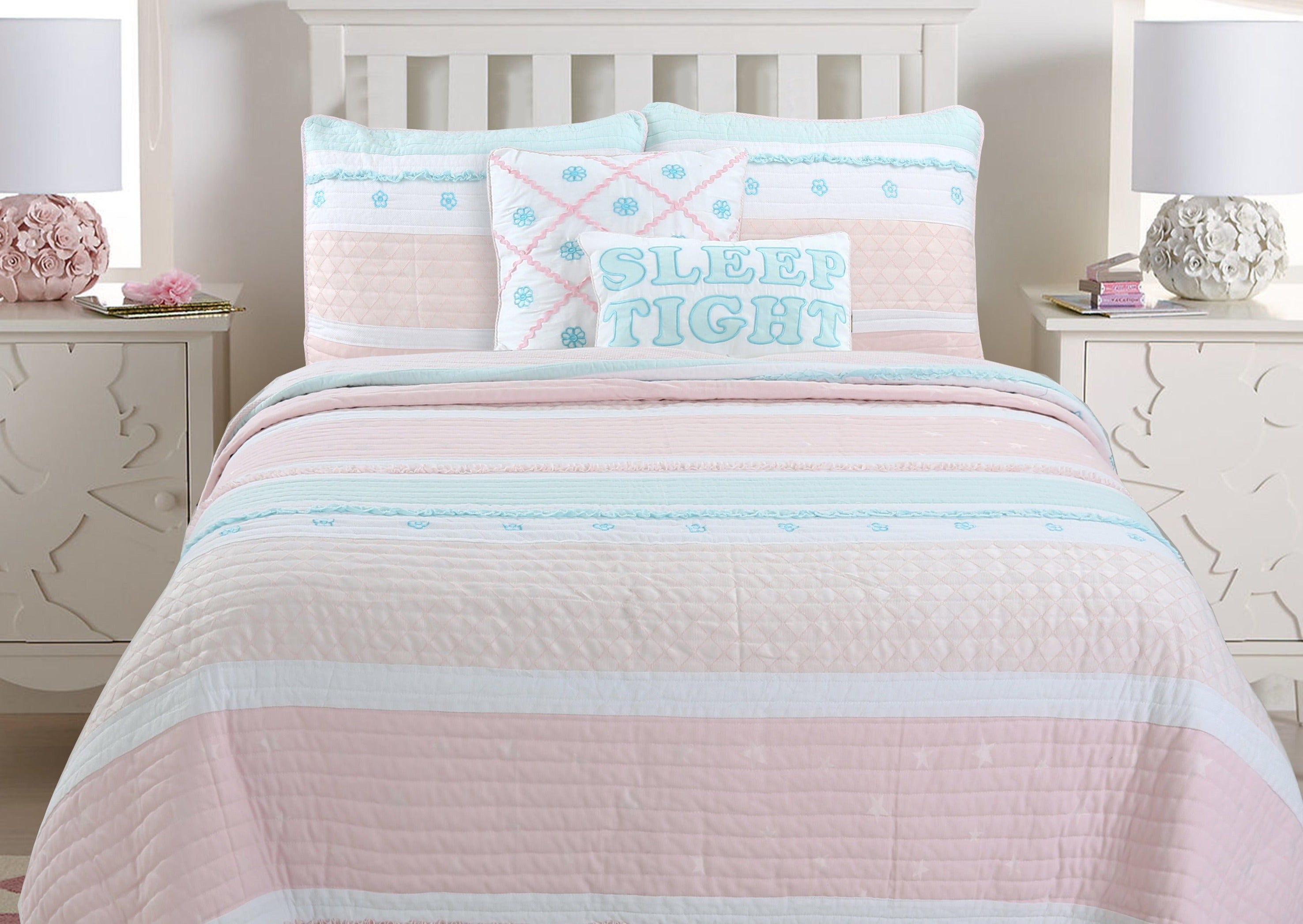 Blue and shop pink comforter set