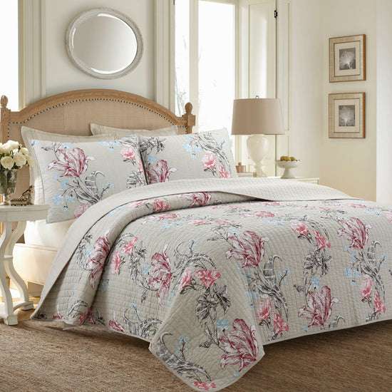 Modern Blooming Floral 3-Piece Reversible Quilt Bedding Set – Cozy Line ...