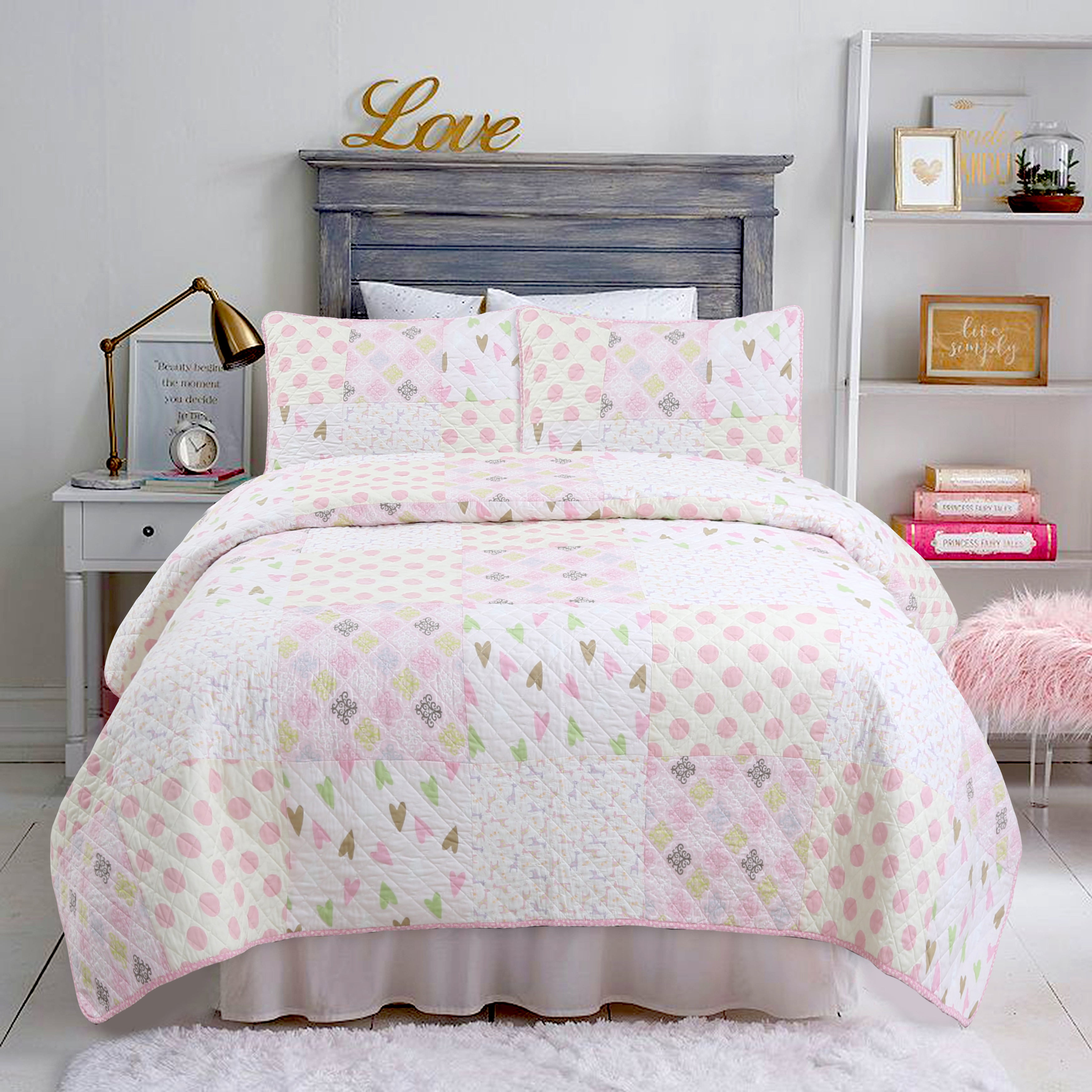 Quilt pink hearts reversible HP32 popular