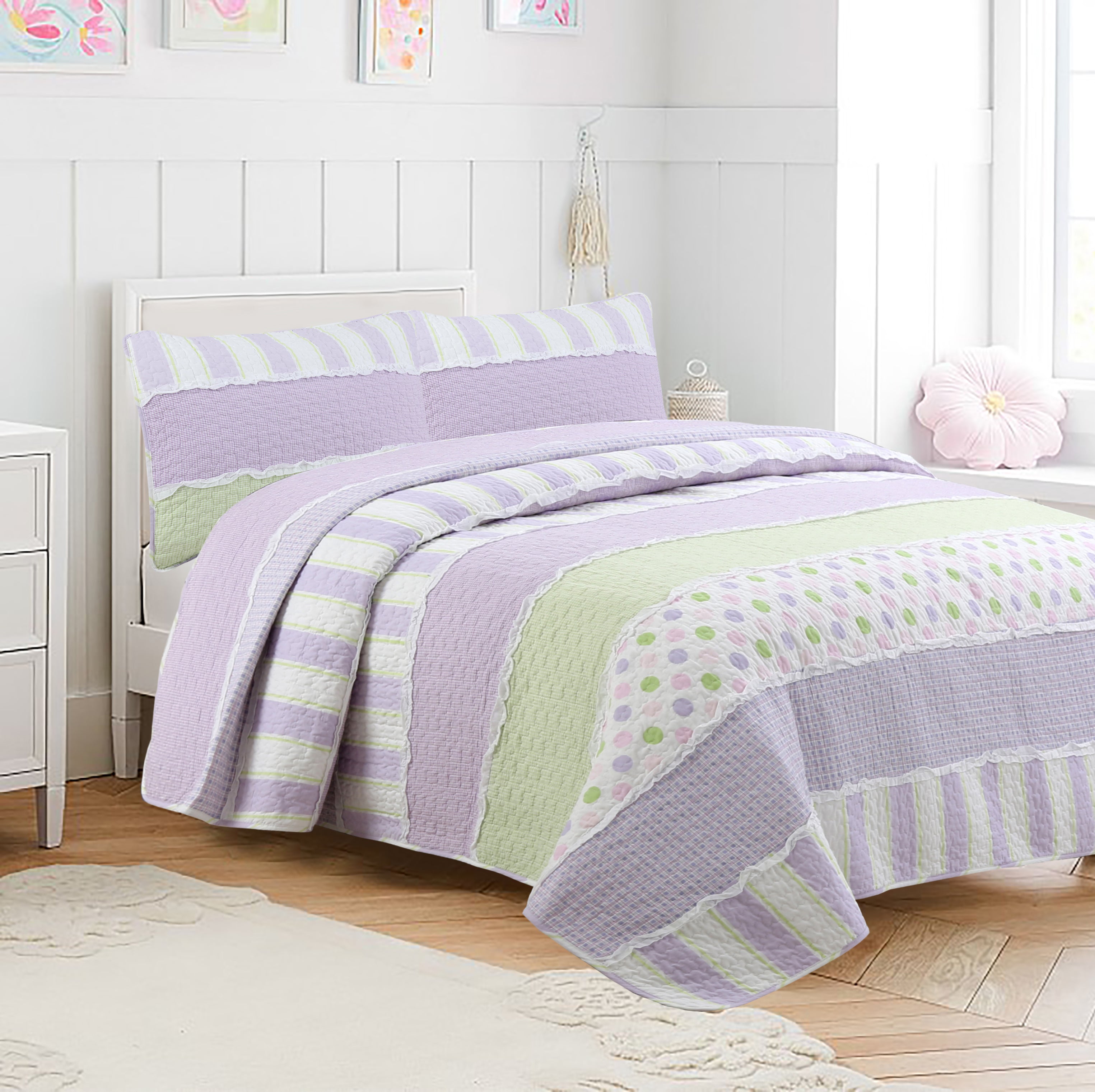 Green and purple 2025 100 cotton coverlet