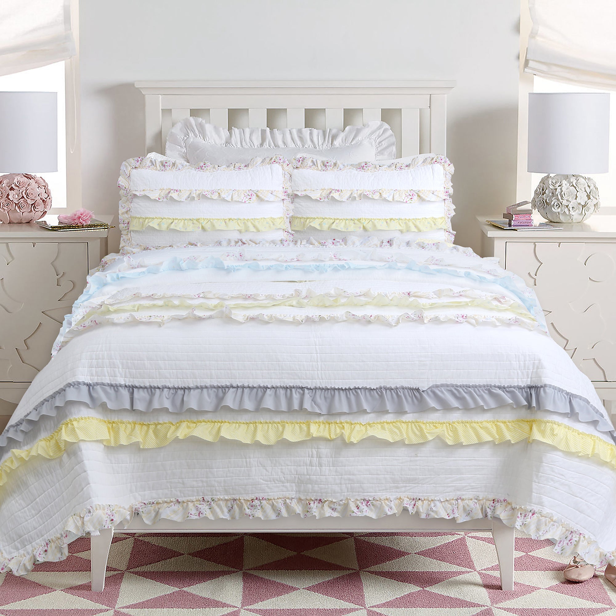 Blue Ruffle Bed Set