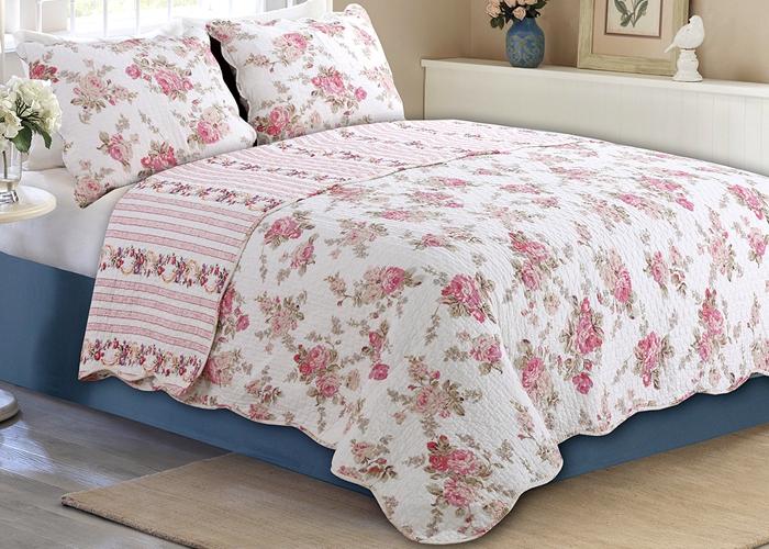 Heritage Collection Queen Size Floral Rose Pattern popular Quilt Blanket