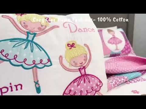 Ballerina Girl Pink Floral Dot Print Patchwork Cotton Reversible